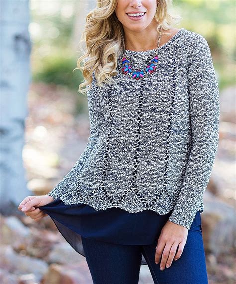 Loving This Pinkblush Ivory And Navy Blue Sparkle Sweater On Zulily