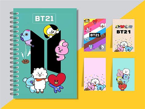 Macro Cute Bt21 T Set Diary Set Of 4 Magnetic Bookmarks
