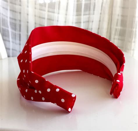 Red Polka Dot Headband Polka Dots Hairband Fabric Red With Etsy