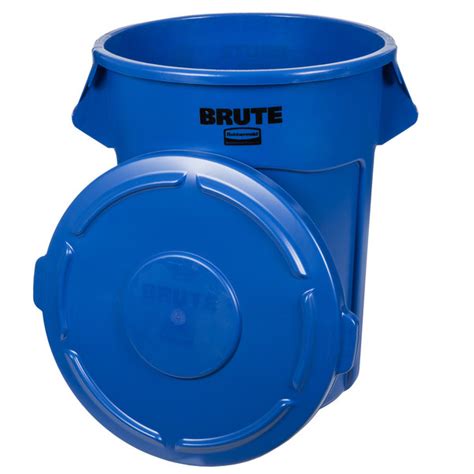 Rubbermaid Brute 55 Gallon Blue Round Trash Can And Lid