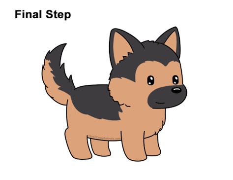 Draw A Cartoon German Shepherd Puppy Dog Cute German Shepherd Puppies