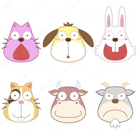 Cartoon Animal Head Set — Stock Vector © Kchungtw 26409855
