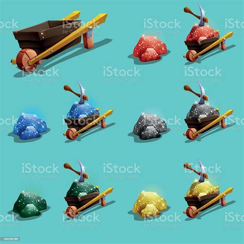 Set Of Resource Icons For Games Vector Illustration Stok Vektör Sanatı