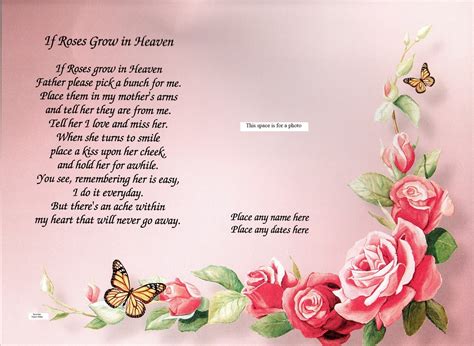 In Memory Of Mom If Roses Grow In Heaven Etsy