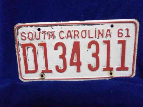 South Carolina Vehicle License Plate 1961