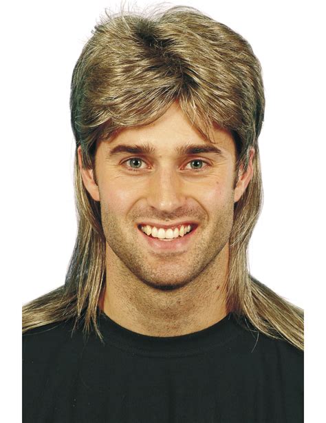 A hairstyle in which the front is cut trim, but the back is long, left wild and often uncut. Mullet-pruik / Jason-pruik voor mannen: Pruiken,en ...