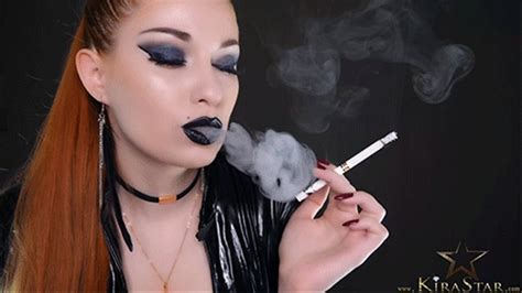 Latex Mistress Black Lipstick Smoking FHD Miss Kira Star Clips4Sale