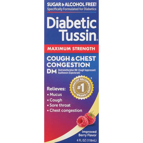 Diabetic Tussin Sugar Free Cough Syrup Maximum Strength Relief Dm 4 Fl