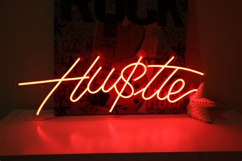 In Stockhustle Neon Sign Red Hustle Neon Lightus Etsy