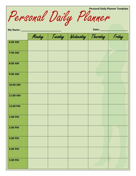 5 Day Timetable Template Hq Printable Documents