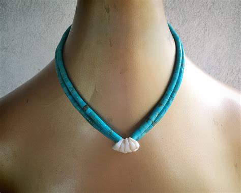 Turquoise Disc Heishi With White Shell Jocla Converted To Choker