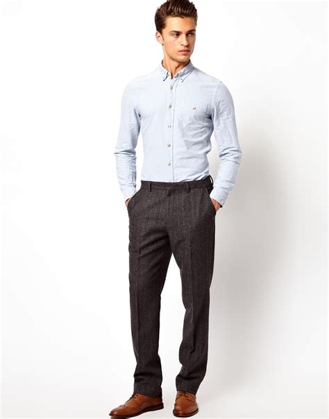 The skinny fit suits are the ones that are best suited for the tall and lean men. Lyst - Asos Slim Fit Suit Trousers In Herringbone in Gray ...