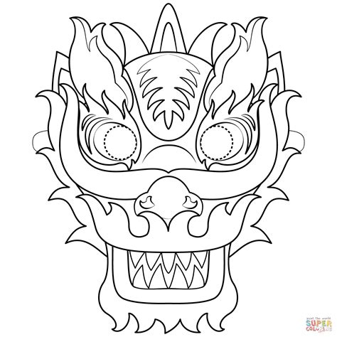Dibujo De Máscara De Dragón De Año Nuevo Chino Para Colorear Dibujos