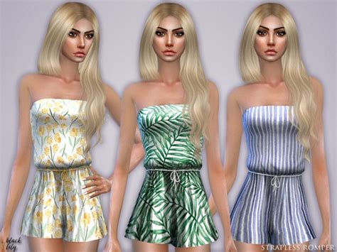 The Sims Resource Strapless Romper By Black Lily • Sims 4 Downloads