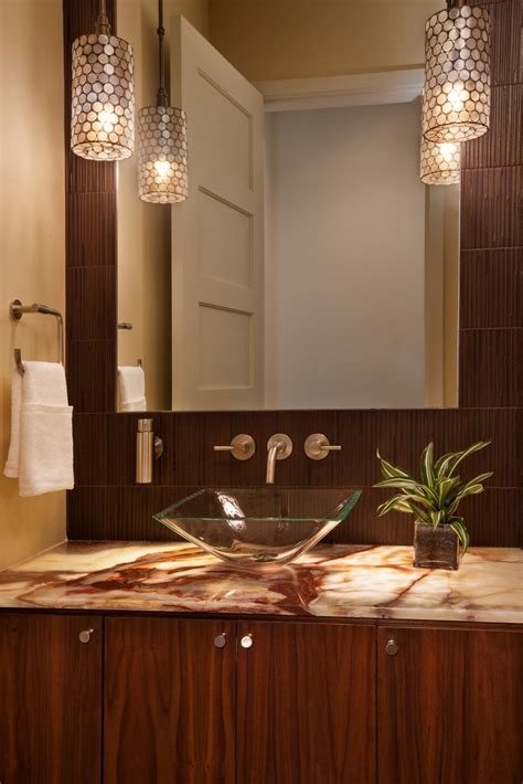 Stylish Contemporary Powder Room With Onyx Countertop