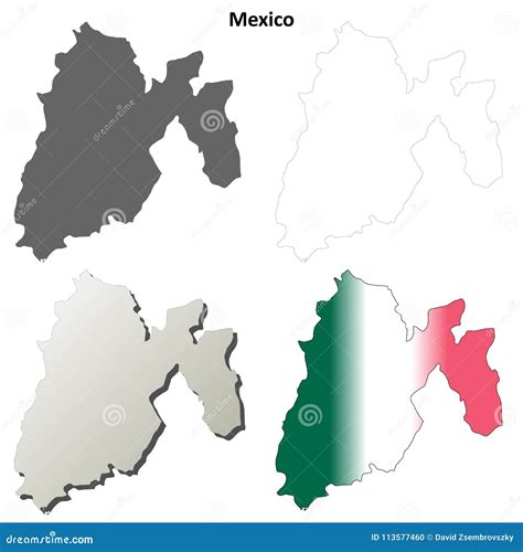 Mexico State Blank Outline Map Set Vector Illustration Cartoondealer