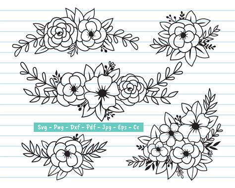 Vector Bundle Flower Svg Cut Files Svg And Silhouette Wedding Png