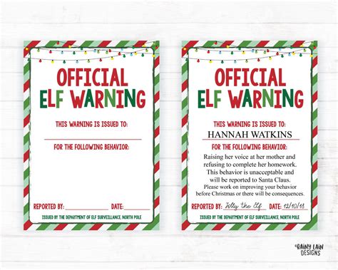 Editable Elf Warning Official Elf Surveillance Elf Warning Etsy Elf
