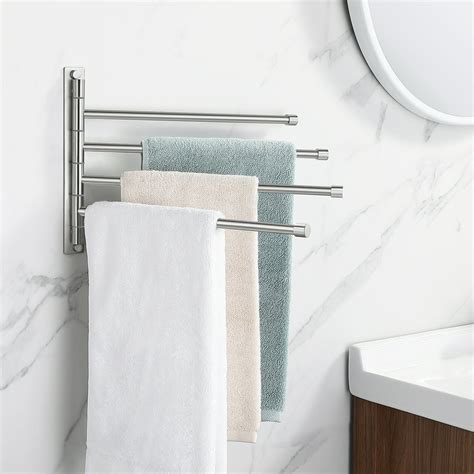 Kes Swivel Towel Bar Swing Out 4 Arm Towel Rack Brushed Stainless Steel