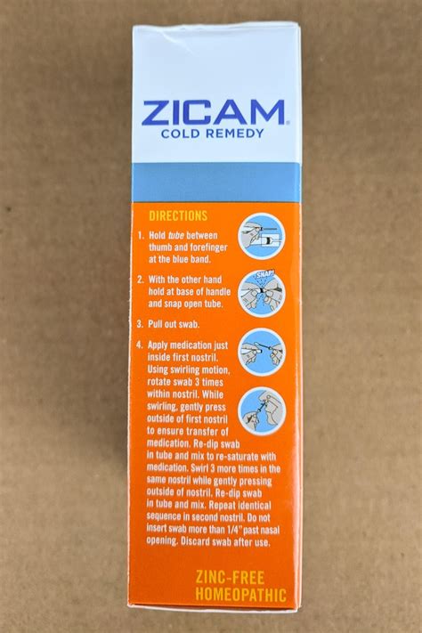 Zicam Cold Remedy Plus Multi Symptom Relief Zinc Free Homeopathic Nasal Swab With Cooling