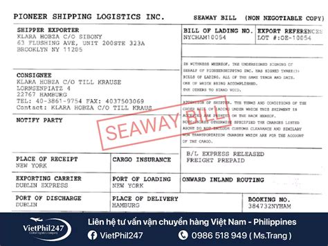 Ph N Bi T Seaway Bill V Bill Of Lading
