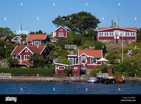 Red Summer Houses Of Brandaholm Dragso Island Karlskrona Blekinge