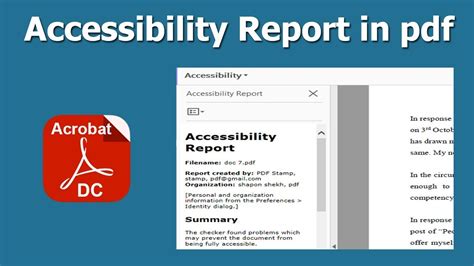 How To Check Accessibility Report Of Pdf Document Using Adobe Acrobat Pro Youtube