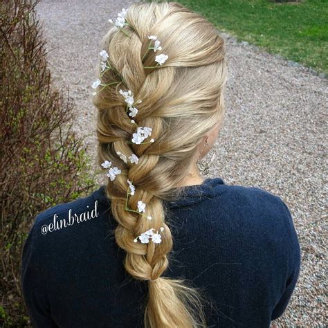 Elin Braid French Braid With Flowers Long Hair Hairstyle