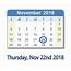 November 22 2018 Calendar With Holiday Info And Count Down