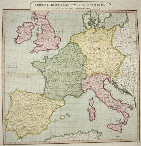 Antique Map Anville´d Germany France Italy Spain And The British