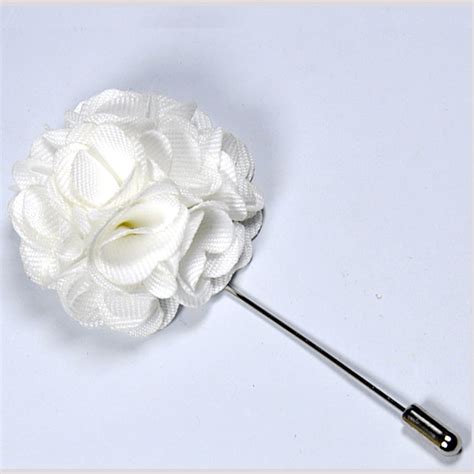 Stylish White Flower Lapel Pin For Mens Andre Emilio