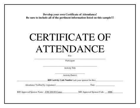 Certificate Of Attendance Templates Blank Certificates