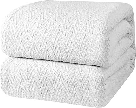 White Classic King Size Blankets For Bed 100 Cotton