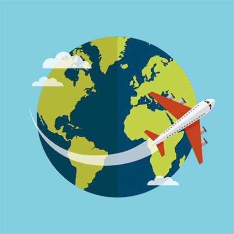 Viajando Por El Mundo En Avión Descargar Vectores Premium