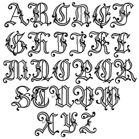 Fancy Letters Of The Alphabet Tattoo Fonts Old English Cursive