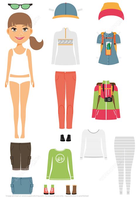 .paper dolls and clothes to color, free printable paper dolls from around the world, free free printable paper doll from paperdoll review! Tourist Girl Paper Doll with Clothes and Shoes | Free ...