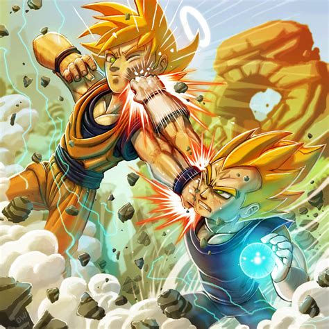 Granola será la gran batalla del capítulo 76 del manga. Goku Vs Vegeta - Dragon Ball Z Fan Art (27992267) - Fanpop