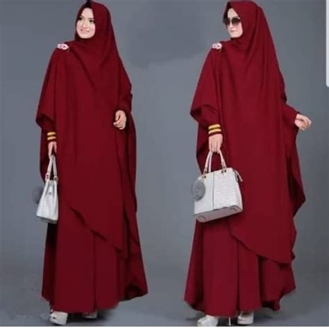 43 model baju gamis batik terbaru 2019 kombinasi modern. Model Baju Gamis Syari Polos Bergo Panjang Terbaru | RYN ...