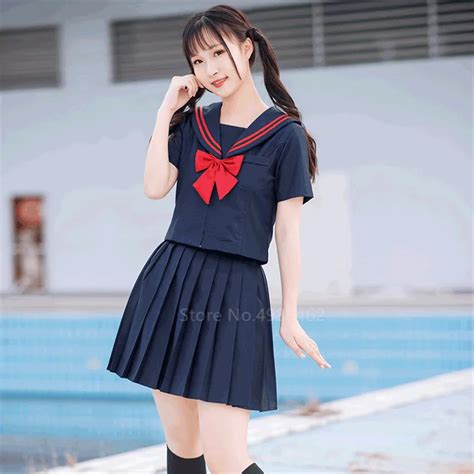 Japanese Jk High School Sailor Uniform Set Star Blouse Skirts Cosplay