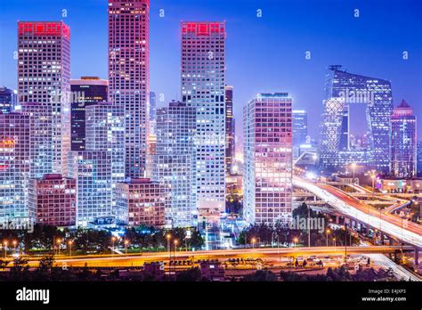 Beijing China Skyline At The Central Business District Stock Photo Alamy