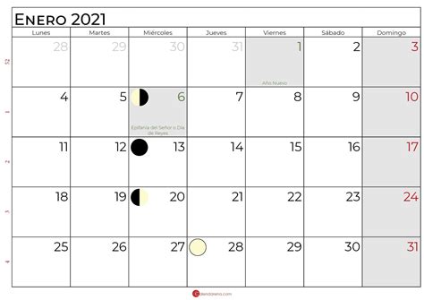 Calendario Enero 2021 Calendario Enero 2021 Para Imprimir America