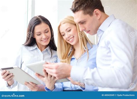 Business Team Working With Tablet Pcs In Office Stock Image Image Of