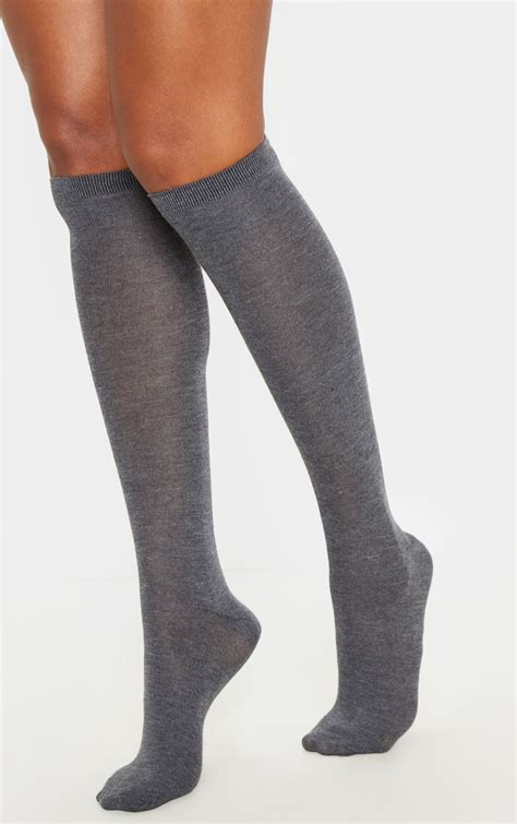 Grey Over The Knee Socks Three Pack Prettylittlething Aus