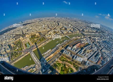 Panoramic View From The Top Of Eiffel Tower Paris France Stock Photo