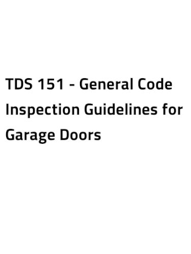 Books TDS General Code Inspection Guidelines For Garage Doors Contractor Campus