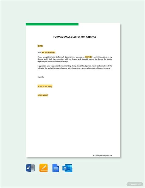 Formal Excuse Letter For Babe Template Google Docs Word Apple Pages Template Net