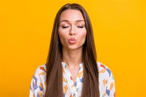 Photo Of Young Attractive Girl Pouted Lips Send Air Kiss Pretty Nice