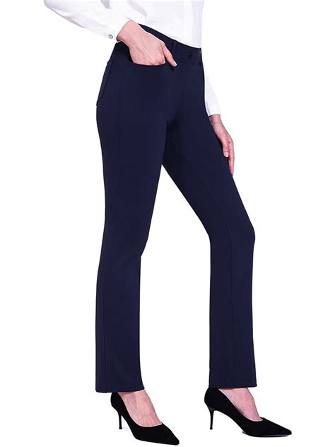 Women Stretchy Work Business Slacks Dress Pants Casual Straight Leg