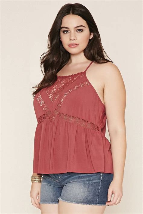 Forever 21 Forever 21 Plus Size Lace Paneled Cami Fashion Edgy Plus