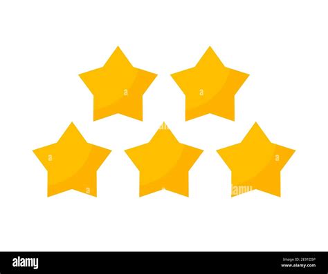 5 Star Vector Review Yellow Icon Five Stars Gold Rating Isolated Stock